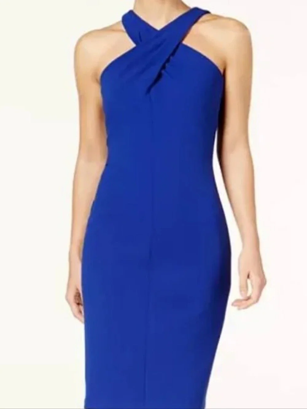 Calvin Klein Crisscross Neck Dress Royal Blue Sz 4 Nwot